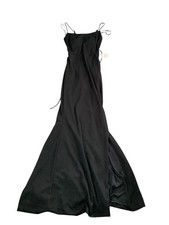 Windsor New With Tag Crepe Long Black Dress With Lace Up Back 