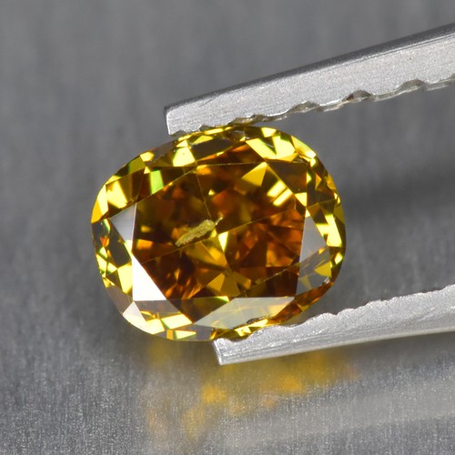 0.23Ct Oval _ Fantastic Untreated Yellowish Orange Color Natural Diamond - Picture 2 of 2