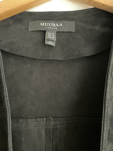 Muubaa Black Suede Goat Skin Fringe Waistcoat Vest Native American Cowgirl 12 M - Picture 4 of 17