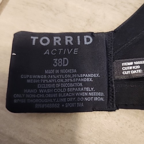 Sujetador deportivo Torrid Actove 38D negro forrado con aros - Imagen 4 de 5