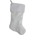 Northlight 20.5" White Glitter Print Sheer Organza Stocking with a Faux Fur Cuff