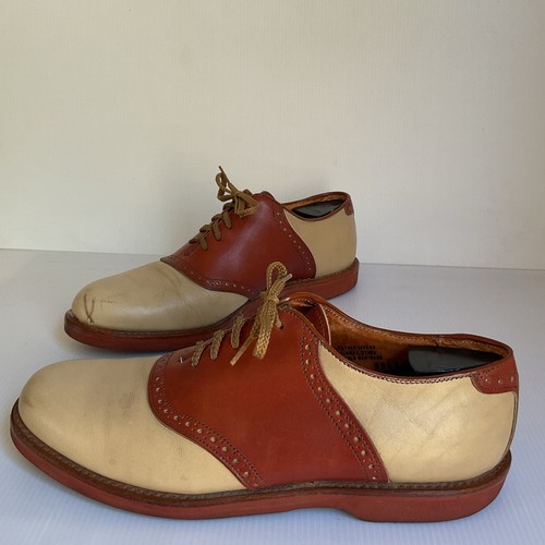 Zapatos de Sillín Vintage Años 70 Dos Tonos Cuero Oxford Bowling Retro Rockabilly 9.5 