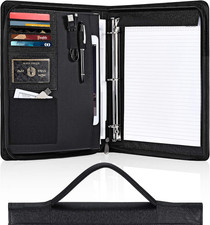 Portfolio Binder, 3 Ring Binder Portfolio Organizer with Leather Folder Writing