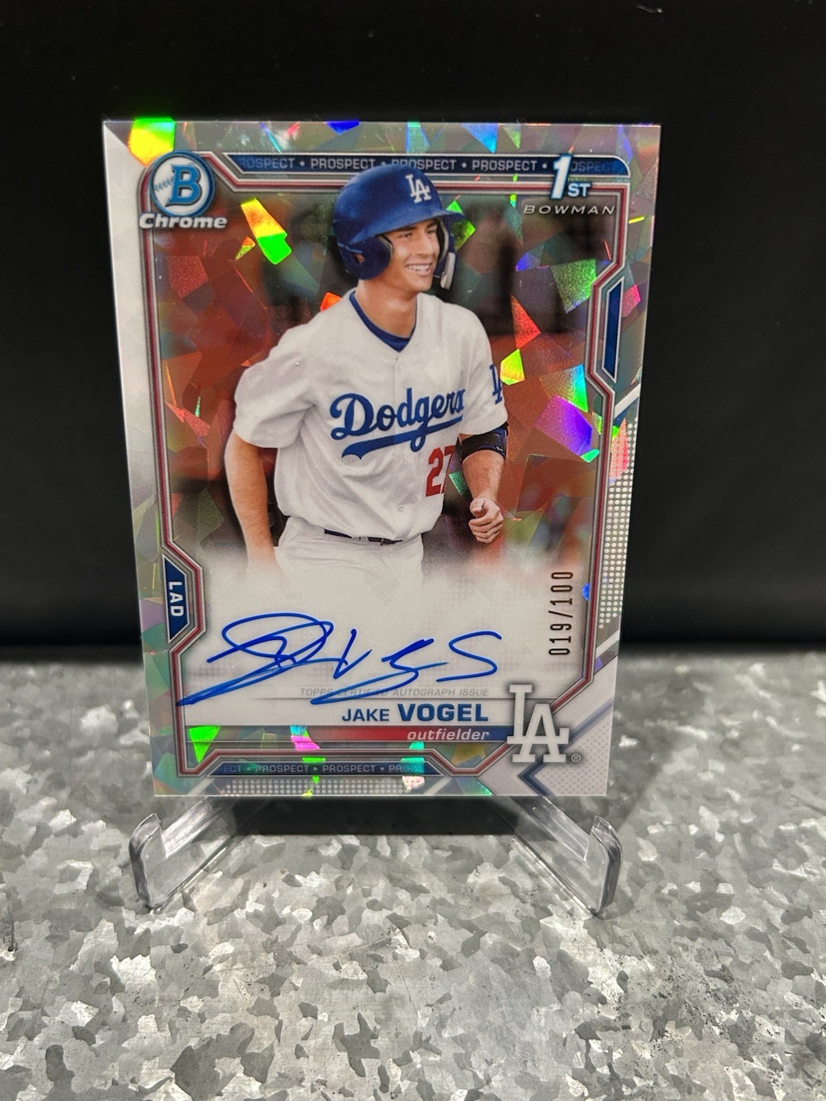 2021 Bowman Chrome JAKE VOGEL 1st Atomic Refractor Auto RC #'d 19/100 Dodgers🔥