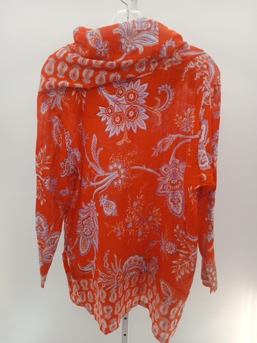 Gretchen Scott Jersey Cowl Neck Tunic Blouse Womens XL Orange Floral Casual - Picture 3 of 5