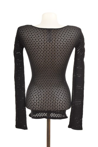 Pullover Wolford Jeanne Malla Cristal Mezcla Lana LS Top Camisa Italia Talla S - Imagen 4 de 6