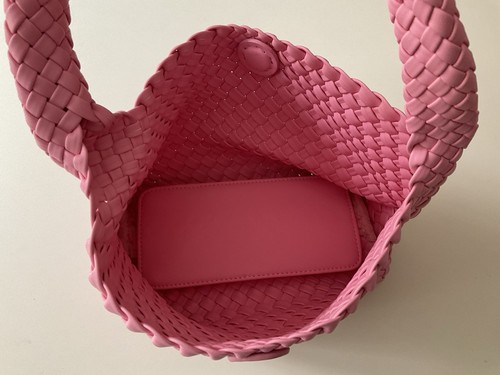 NEW Pink Woven Braided Shoulder Bag Purse Handbag Small Tote Faux Vegan Leather - Picture 11 of 18
