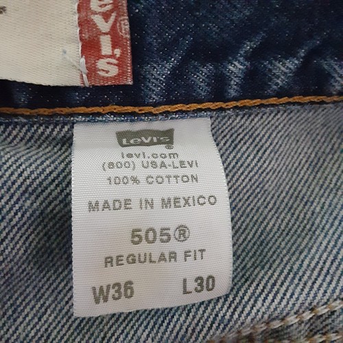 Levis 505 Jeans Mens 36x30 Blue Regular Fit Straight Leg Medium Wash Denim - Picture 4 of 10
