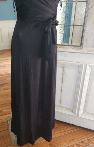 Vtg 1970s Poly Jersey Slinkly Halter Dress Xs - Picture 4 of 17
