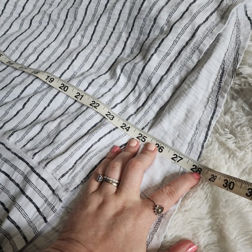 Escape By Habitat Clothes 100% Cotton White Striped Flared Top Size XL - Picture 7 of 8