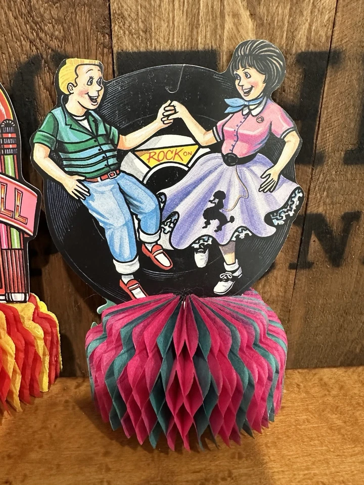 10 VINTAGE BEISTLE ROCK AND ROLL ART-TISSUE CENTERPIECE DIE-CUT - Image 4 of 4