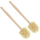 2Pcs Wooden Long Handle Toilet Brushes Bathroom Bowl Cleaning Kits