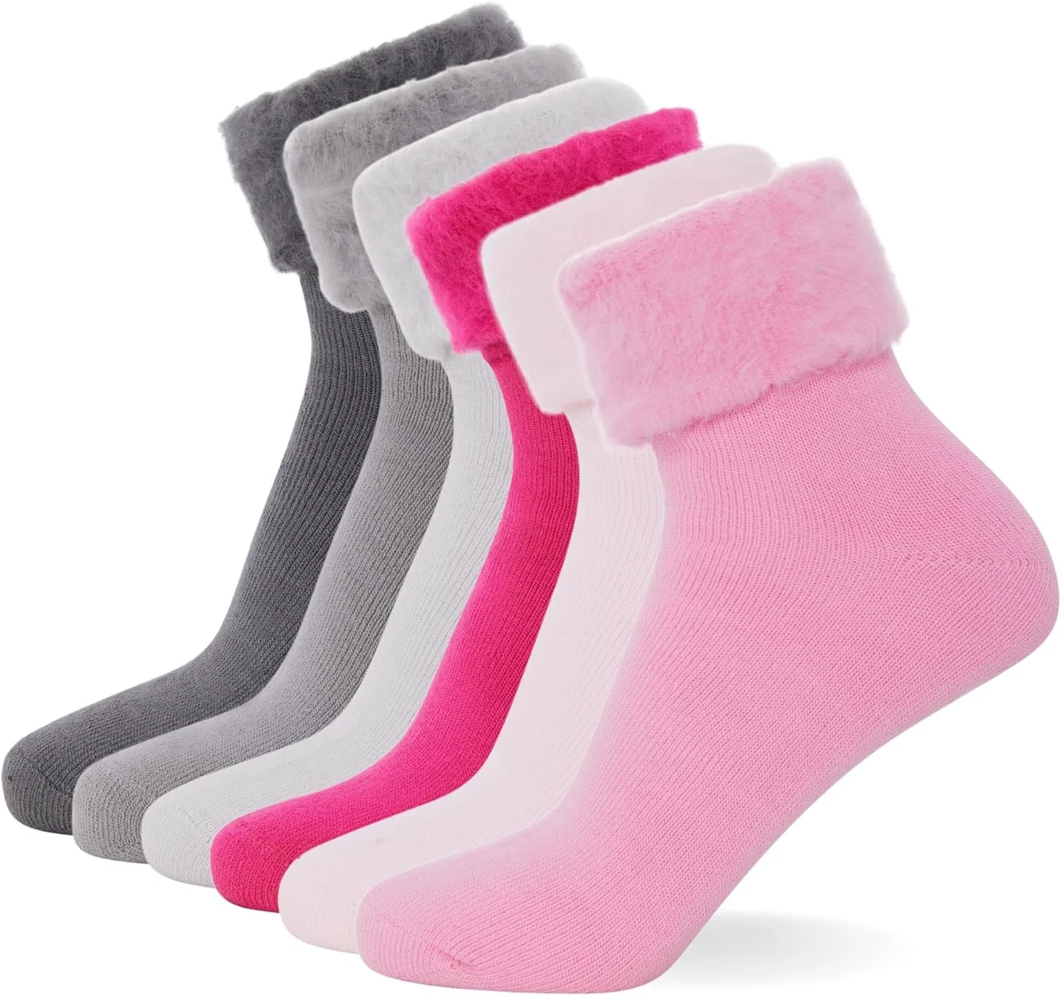 FM London 6-Pack Extra Warm Women’s Super Soft Thermal 4-8, Pink and Neutrals