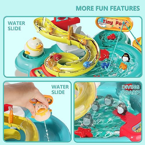Play Sink with Running Water, 3-in-1 Toddler Kitchen Toys, Water Table, - Picture 5 of 8