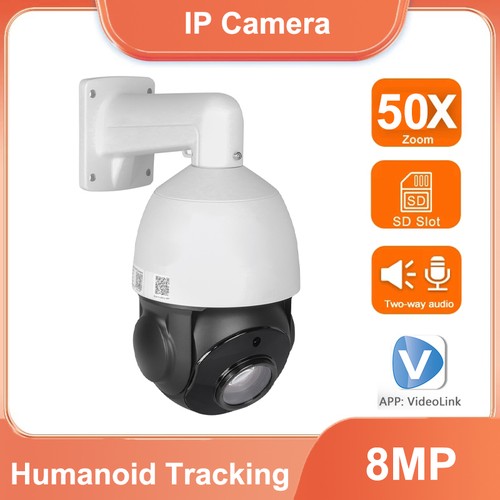8MP 50x Zoom Auto Tracking POE IP PTZ Camera Built-in Mic & Speaker IP66 Outdoor - Picture 1 of 9