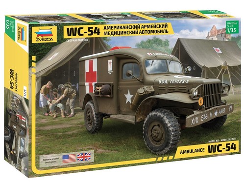 KIT MODELLINO AUTO MILITARE ZVEZDA WC-54 U.S. AMBULANZA SCALA 1:35 - Foto 3 di 4