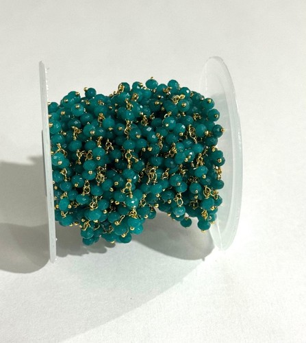 4 mm Amazonit Jade Perlen Cluster Kette vergoldet Rosenkranz Kette Schmuckherstellung - Bild 7 von 7