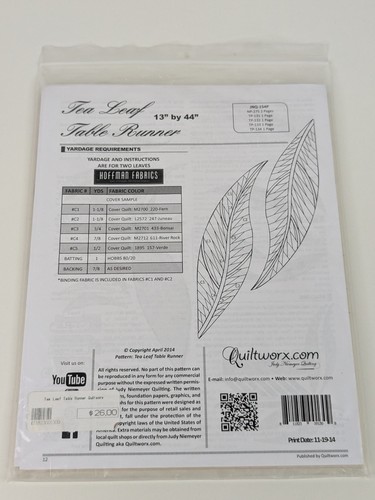 Judy Niemeyer Hoja de Té Corredor de Mesa Papel Piezas Edredón Patrón Quiltworx NUEVO - Imagen 5 de 7
