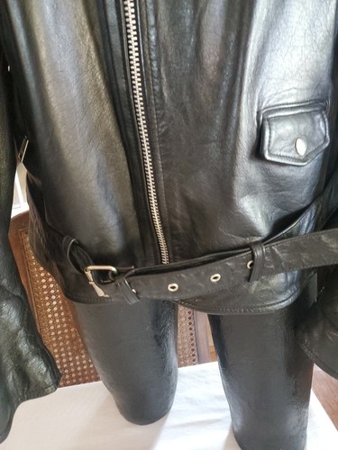 Vtg. 90's Durkee's Express Men's Black Leather Jacket Motorcycle XXL Tall - Picture 6 of 20