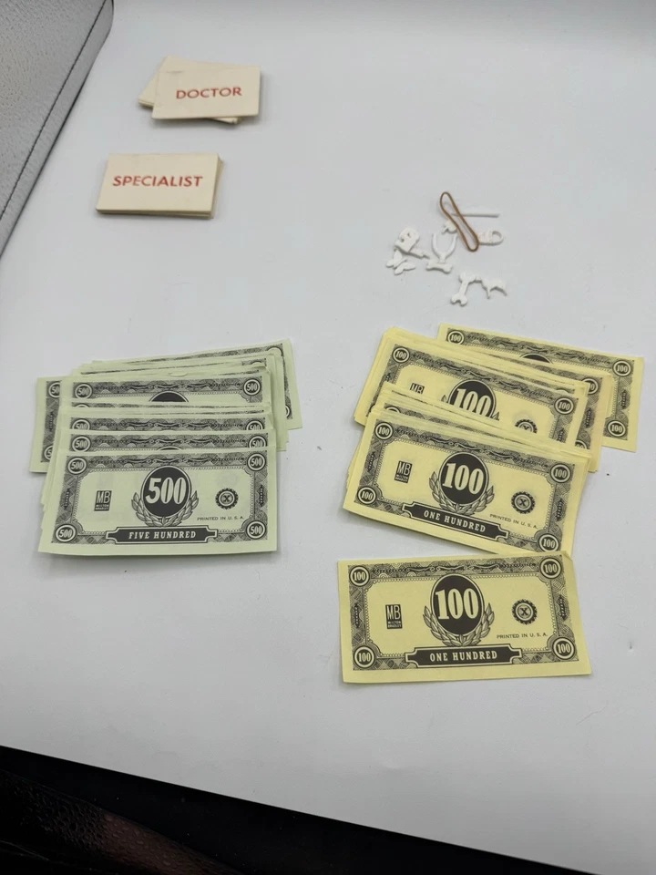 Vintage Milton Bradley Operation Board Game Replacement Pieces Cards Money - Image 4 of 4
