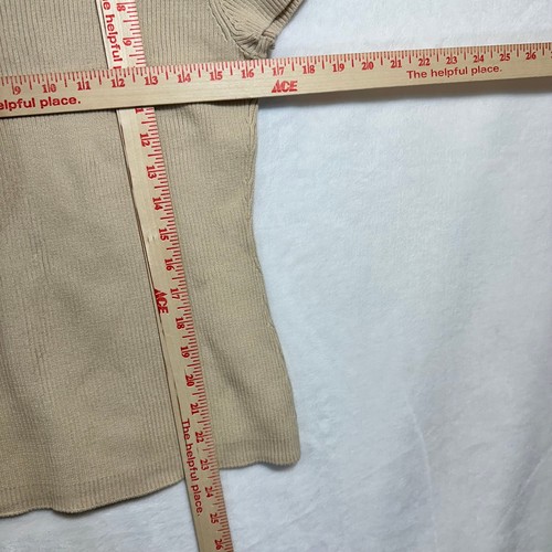 Top nuovo con etichette Villager XL maglia a costine scollo a V muffin beige morbido retrò Y2K Sport - Foto 7 di 9