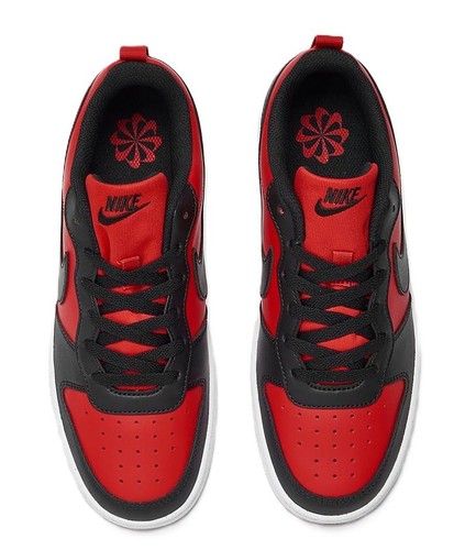 Nike Court Borough Unisex Donna Ragazzo Scarpe Sportive Basse Nero Rosso Nuova - Foto 4 di 6