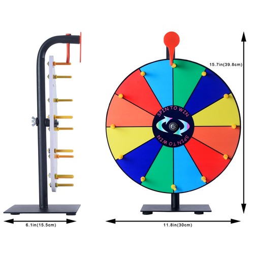 12" Prize Wheel Spinner with Stand for Carnival, Parties, Tradeshow Games - Picture 3 of 7
