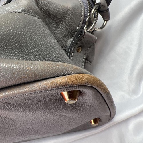 Chloé Kerala Gray Leather Satchel Dual Top Handle Hand Shoulder Bag Designer - Picture 22 of 24