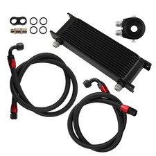 13 Row AN10 Universal Trust Oil Cooler + Filter Relocation Adapter Hose Kit