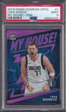 2019 PANINI DONRUSS OPTIC LUKA DONCIC MY HOUSE! PINK PRIZM SP # 14/25 PSA 9
