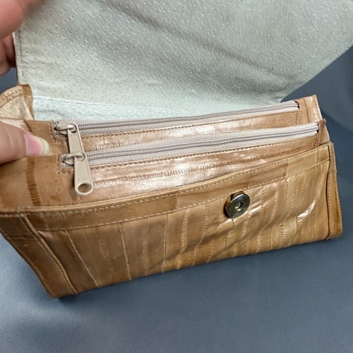 Vintage hellbraune Aalhaut Leder Clutch Handtasche 10" x 6" - Bild 11 von 20