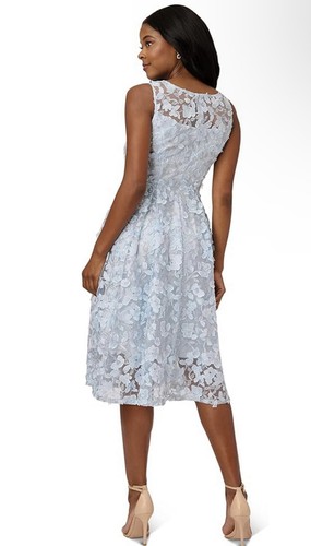 Adrianna Papell Sz 12 Blue Floral Embroidered Fit & Flare Midi Dress $199 - Picture 2 of 9