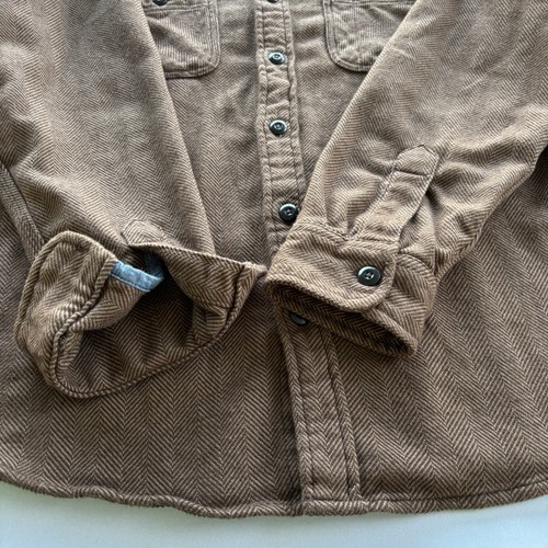 Lands End Men's Brown Herringbone Long Sleeve Shirt Size Large - Picture 6 of 13