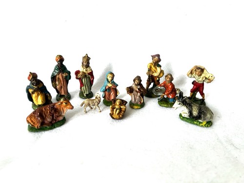 Figuras vintage italianas de pesebre de Navidad hechas en Italia 12 piezas