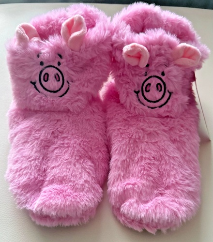 BNWT M&S Percy Pig faux fur pink bootie slippers UK 6-8 - Picture 2 of 3