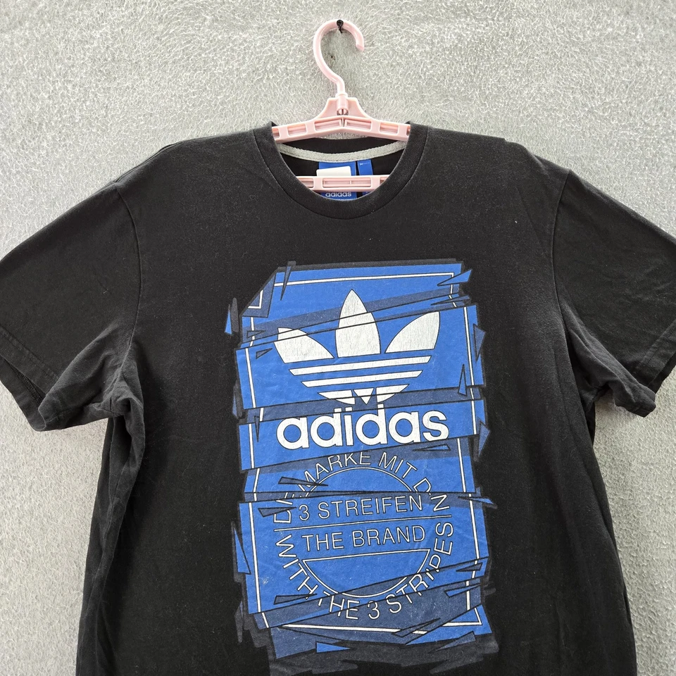 Camisa Adidas Originales Hombre XL Negra Gráfica Trifolio Clásica Manga Corta Foto 4 de 4