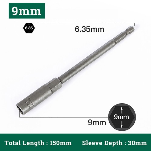 6-19mm Stecknuss Bit Nuss Akkuschrauber 1/4" Steckschlüssel 150mm Lang 30mm Tief - Picture 11 of 23