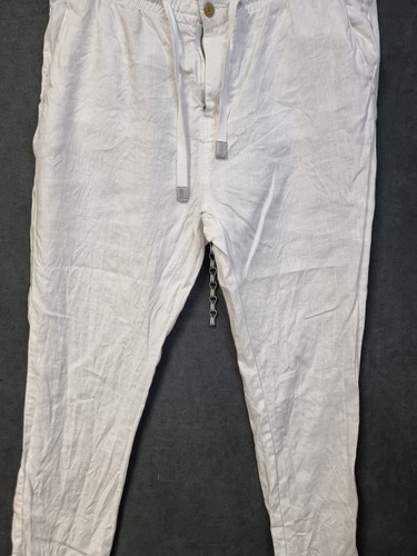 100% Linen Pants Men’s Size 36 White Drawstring Tapered pockets - Picture 3 of 12