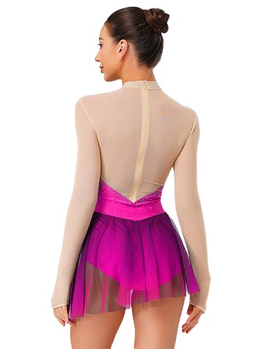 Damen Kleid modern Tanzkleidung Stehkragen Body Ballett Trikot Rumba - Bild 60 von 71