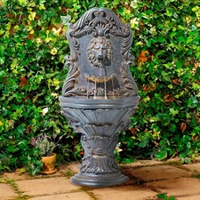 Imperial Lion Acanthus Rustic Outdoor Floor Wall Water Fountain LED Light 50"