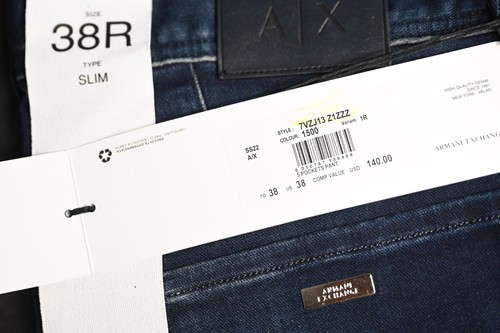 Armani Exchange A|X J13 Men's Slim Fit Dark Blue Stretch Cotton Jeans 32S 32X30 - Picture 11 of 11