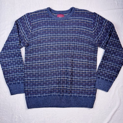 Vintage Hunt Club Knit Sweater – 80s Striped Grandpacore Pullover, Size M Mens - Picture 5 of 7