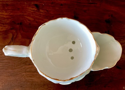 Antigua taza de afeitar de porcelana R S Prusia acabado floral victoriano brillo - Imagen 4 de 6