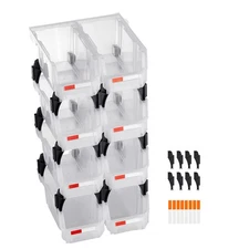 Uimoso Plastic Stackable Storage Containers Set of 8 Garage Organizers