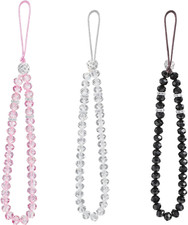 3 Pieces Cell Phone Lanyard Strap Phone Charm Bling Crystal Beads Hand Wrist Lan