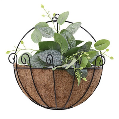 Garden Wall Hanging Plant Pot Half Round Moon Metal Baskets Planter + Coir Fiber - Bild 3 von 21