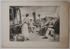 Fine Antique Beautiful Victorian Art Etching Print On Paper