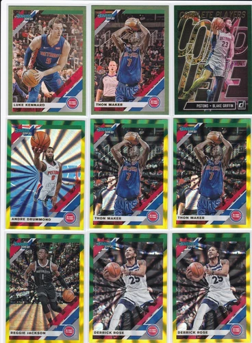 2019/20 Donruss Lot DETROIT PISTONS Green Flood (3), Green/Yellow Laser (6)