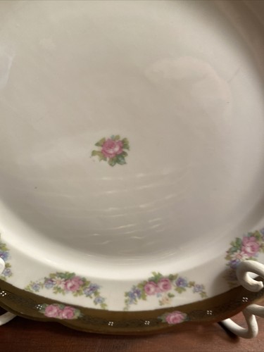 MORITZ ZDEKAUER M.Z. Austria Luncheon & Salad Plate Set Gold Pink Roses Swags - Picture 3 of 9