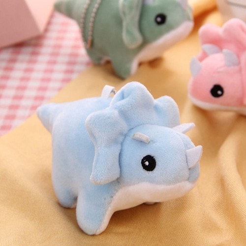 Cartoon Dinosaur Doll Pendant Plush Stuffed Triceratops Keyring Gift - Picture 5 of 17